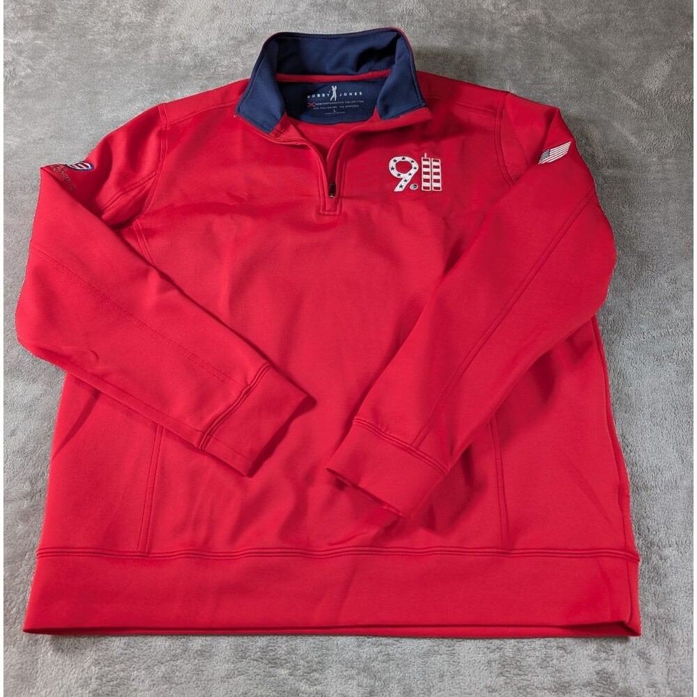 911 Bobby Jones Golf Pullover Men’s L Red H2O Performance 1/4 Zip - Picture 5 of 10